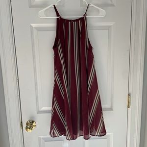 Maroon striped mini dress